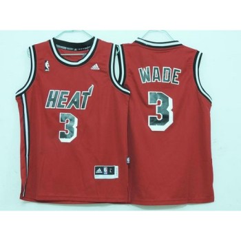 Heat #3 Dwyane Wade Red Hardwood Classics Nights Stitched Youth NBA Jersey