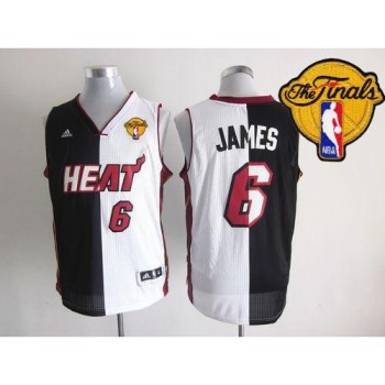 Heat #6 LeBron James Black/White Split Fashion Finals Patch Stitched NBA Jersey Heat #6 LeBron James Black/White Split Fashion Finals Patch Stitched NBA Jersey