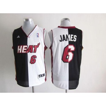 Heat #6 LeBron James Black/White Split Fashion Stitched NBA Jersey Heat #6 LeBron James Black/White Split Fashion Stitched NBA Jersey