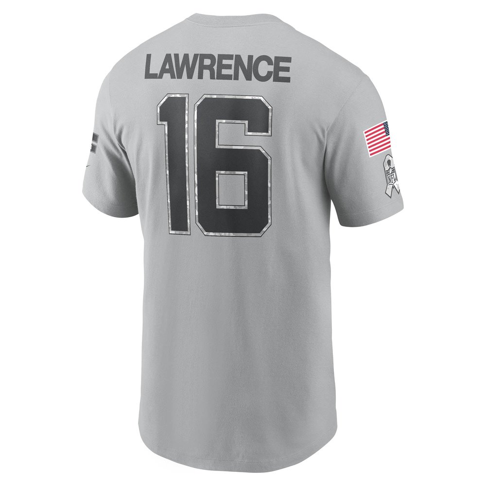 Men's Jacksonville Jaguars Trevor Lawrence Gray 2024 Salute To Service Name & Number T-Shirt