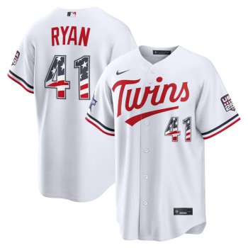 Men's Minnesota Twins #41 Joe Ryan Nike White 2026 All-Star Edition Stars & Stripes Stadium Jersey Men's Minnesota Twins #41 Joe Ryan Nike White 2026 All-Star Edition Stars & Stripes Stadium Jersey