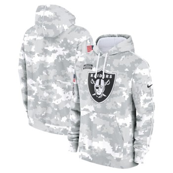 Youth Las Vegas Raiders White/Gray 2024 Salute To Service Pullover Hoodie Youth Las Vegas Raiders White/Gray 2024 Salute To Service Pullover Hoodie