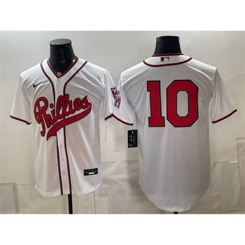 Men's Philadelphia Phillies #10 J.T. Realmuto White 2026 Field of Dreams Stadium Jersey Men's Philadelphia Phillies #10 J.T. Realmuto White 2026 Field of Dreams Stadium Jersey