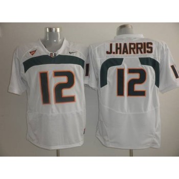 Hurricanes #12 Jacory Harris White Stitched NCAA Jerseys