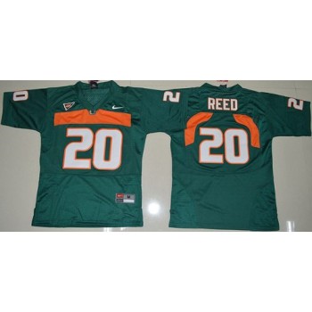 Hurricanes #20 Ed Reed Green Stitched Youth NCAA Jersey