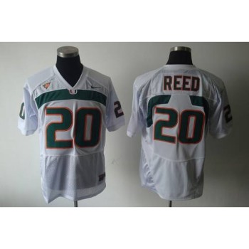 Hurricanes #20 Ed Reed White Stitched NCAA Jerseys