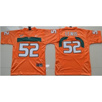 Hurricanes #52 Ray Lewis Orange Stitched Youth NCAA Jersey