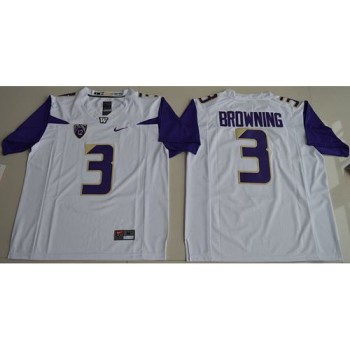 Huskies #3 Jake Browning White Limited Stitched NCAA Jersey Huskies #3 Jake Browning White Limited Stitched NCAA Jersey