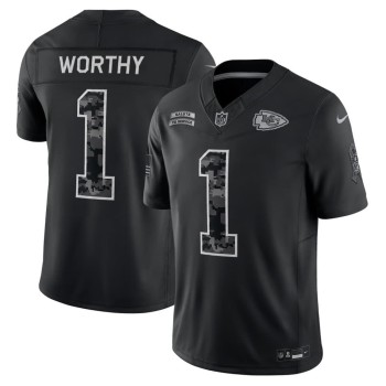 Men's Kansas City Chiefs #1 Xavier Worthy Nike Black 2026 Salute to Service Vapor F.U.S.E. Limited Jersey Men's Kansas City Chiefs #1 Xavier Worthy Nike Black 2026 Salute to Service Vapor F.U.S.E. Limited Jersey