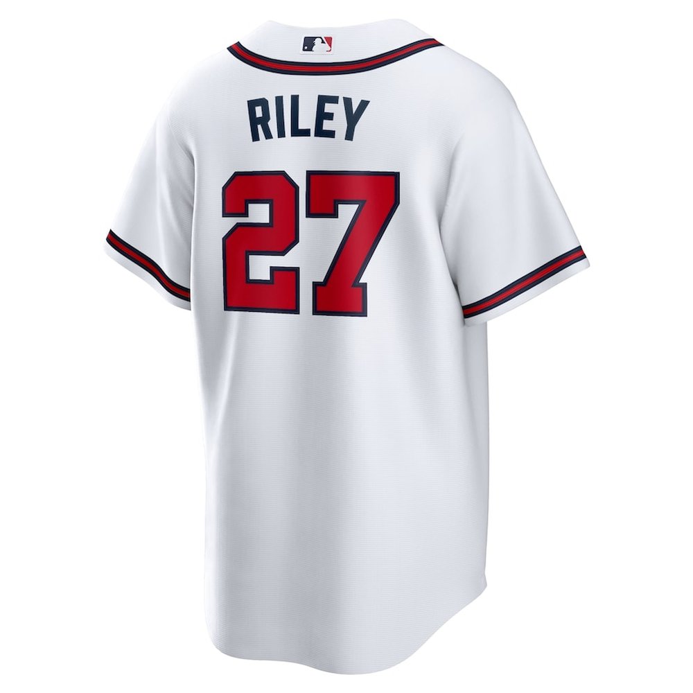 Men's Atlanta Braves #27 Austin Riley White Home Replica Player Jersey