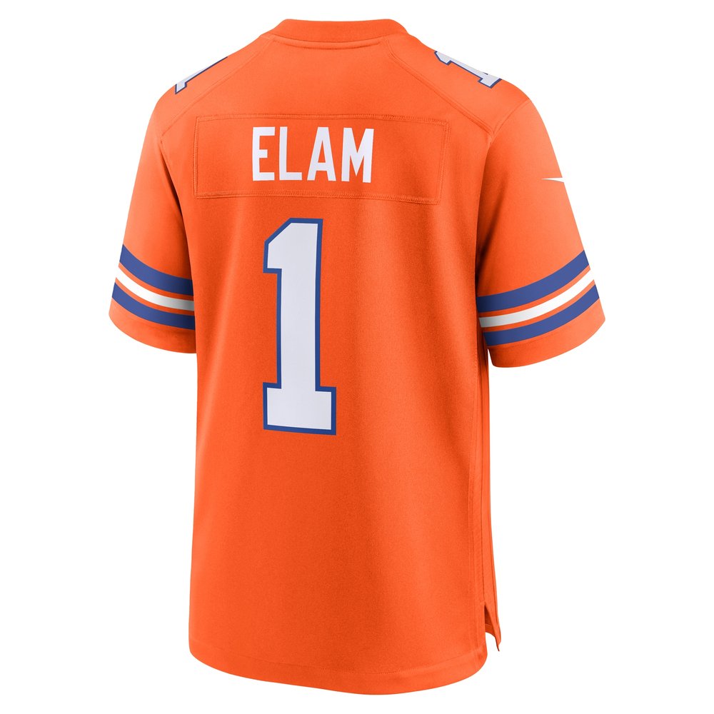 Men's Denver Broncos Jason Elam Orange Mile High Collection 1977 Throwback Retired Player Game Jersey