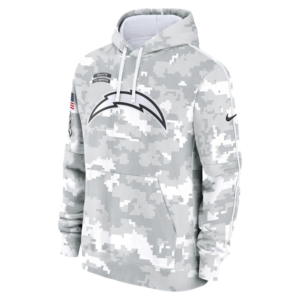 Youth Los Angeles Chargers White/Gray 2024 Salute To Service Pullover Hoodie