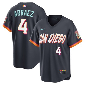 Men's San Diego Padres #4 Luis Arraez Nike Obsidian 2026 City Connect Stadium Jersey Men's San Diego Padres #4 Luis Arraez Nike Obsidian 2026 City Connect Stadium Jersey