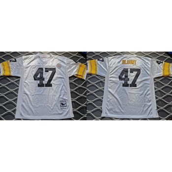 Men's Pittsburgh Steelers #47 Mel Blount White Throwback Stitched Football Jersey Men's Pittsburgh Steelers #47 Mel Blount White Throwback Stitched Football Jersey