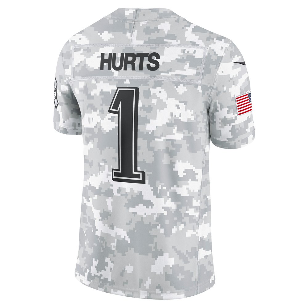 Men's Philadelphia Eagles #1 Jalen Hurts Arctic Camo 2024 Salute to Service Limited Jersey