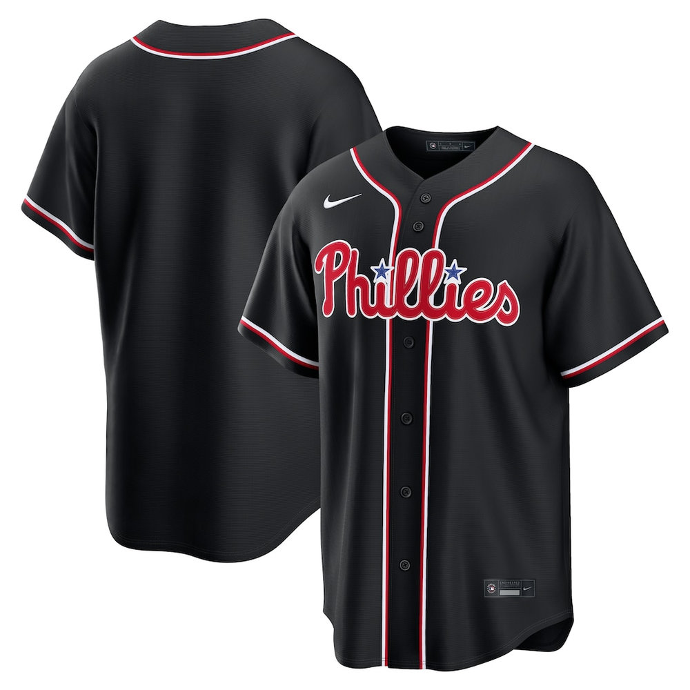 Men's Philadelphia Phillies Fashion Replica Black Out Jersey