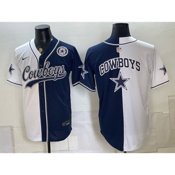 Men's Dallas Cowboys Navy Split Cool Base Stitched Baseball Jersey Men's Dallas Cowboys Navy Split Cool Base Stitched Baseball Jersey