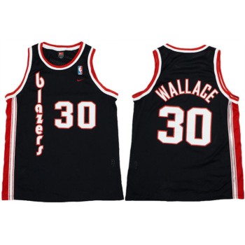 Men's Portland Trail Blazers #30 Rasheed Wallace Black 1976-77 Stitched Basketball Jersey