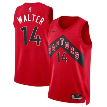 Men's Toronto Raptors #14 Ja'Kobe Walter Red 2024 Draft Icon Edition Stitched Basketball Jersey