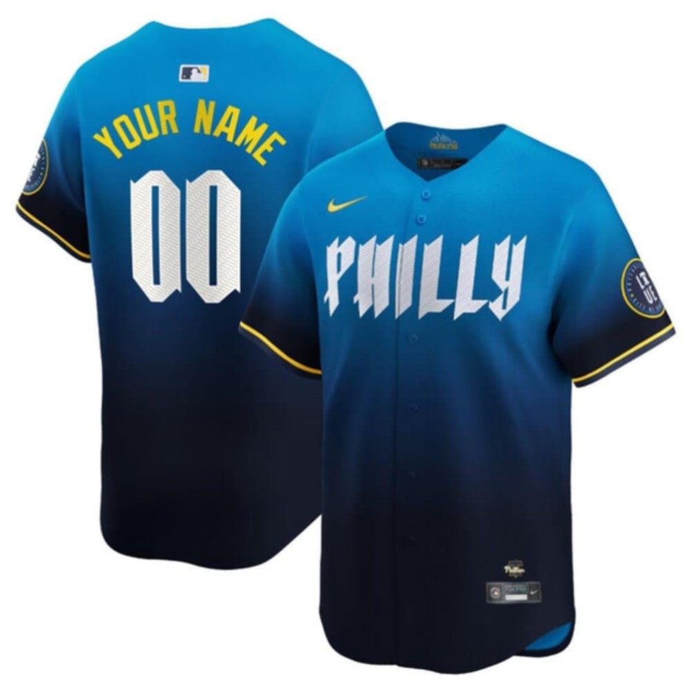 Youth Philadelphia Phillies Blue 2024 City Connect Limited Custom Jersey Youth Philadelphia Phillies Blue 2024 City Connect Limited Custom Jersey
