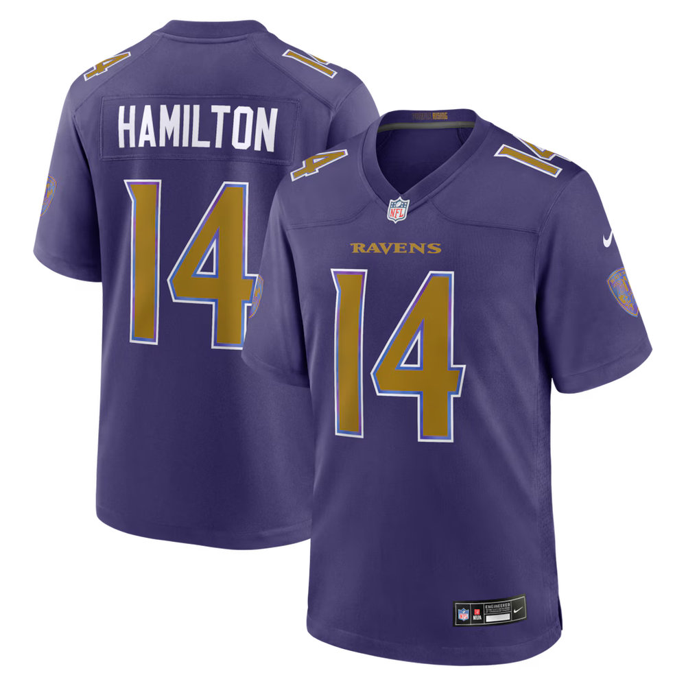 Men's Baltimore Ravens #14 Kyle Hamilton Nike Purple Alternate Game Jersey Men's Baltimore Ravens #14 Kyle Hamilton Nike Purple Alternate Game Jersey