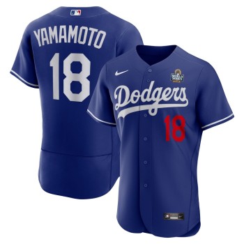 Men's Los Angeles Dodgers #18 Yoshinobu Yamamoto Royal 2024 World Series Alternate Authentic Player Jersey Men's Los Angeles Dodgers #18 Yoshinobu Yamamoto Royal 2024 World Series Alternate Authentic Player Jersey