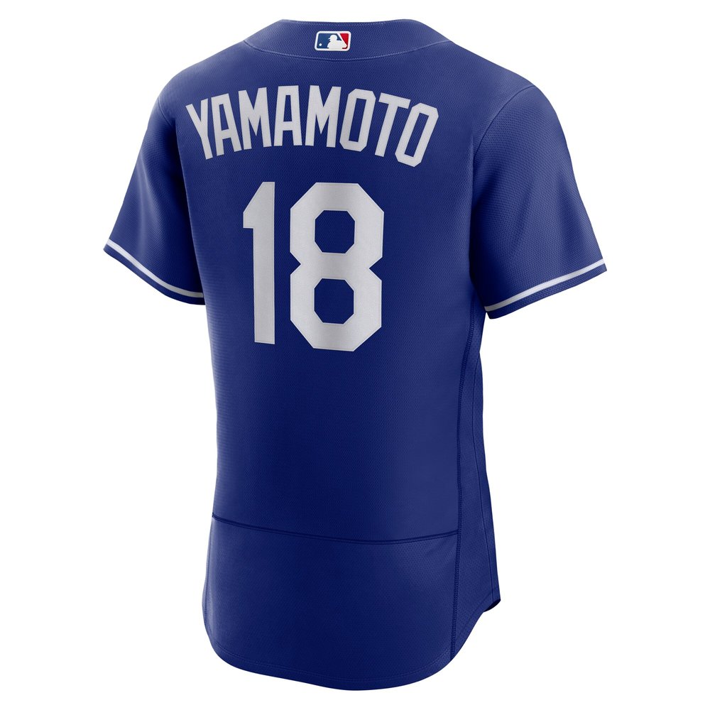 Men's Los Angeles Dodgers #18 Yoshinobu Yamamoto Royal 2024 World Series Alternate Authentic Player Jersey