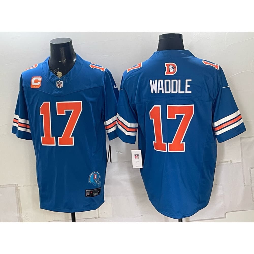 Men's Denver Broncos #17 Jaylen Waddle Royal Vapor F.U.S.E. Limited Jersey Men's Denver Broncos #17 Jaylen Waddle Royal Vapor F.U.S.E. Limited Jersey