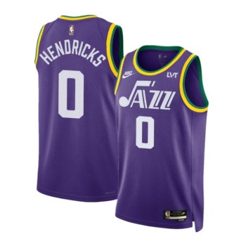 Men's Utah Jazz #0 Taylor Hendricks Purple 2023 Classic Edition Stitched Basketball Jersey