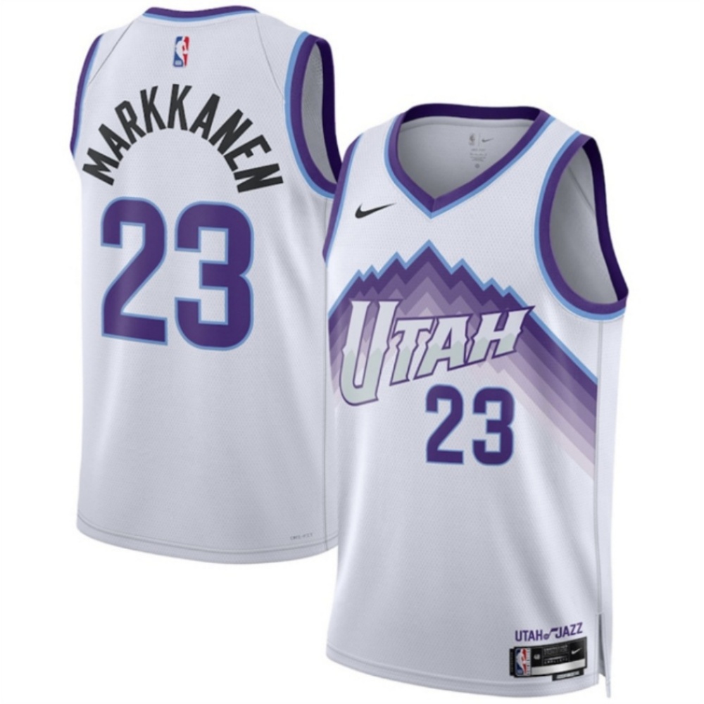 Men's Utah Jazz #23 Lauri Markkanen White 2025 Association Edition Stitched Basketball Jersey