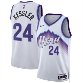 Men's Utah Jazz #24 Walker Kessler White 2025 Association Edition Stitched Basketball Jersey