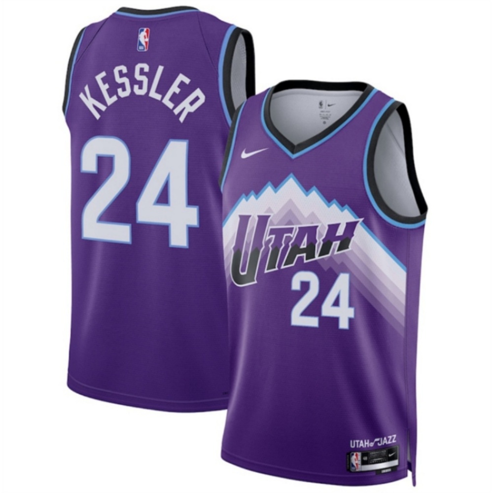 Men's Utah Jazz #24 Walker Kessler Purple 2025 Icon Edition Stitched Basketball Jersey