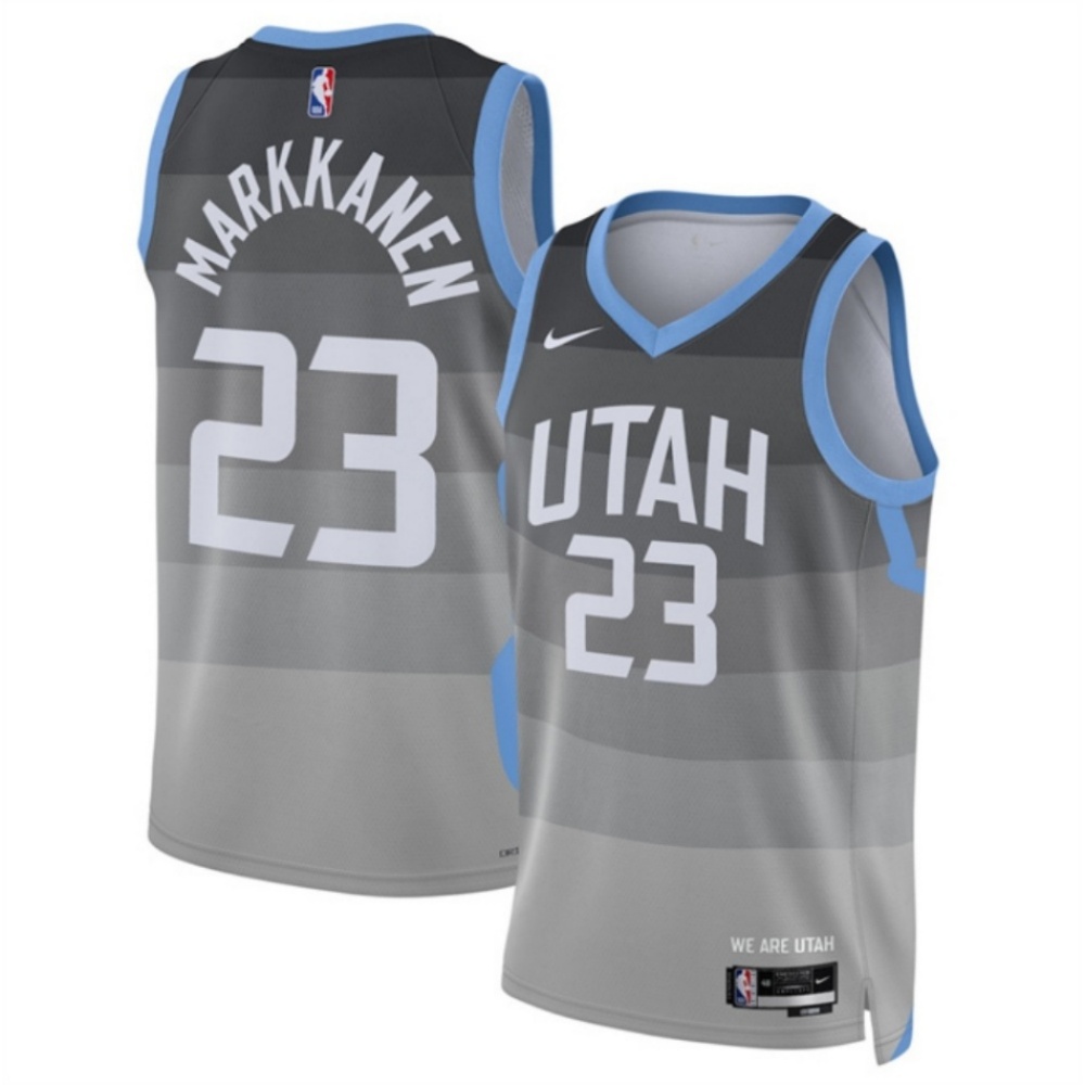 Men's Utah Jazz #23 Lauri Markkanen Grey 2025/26 City Edition Stitched Basketball Jersey
