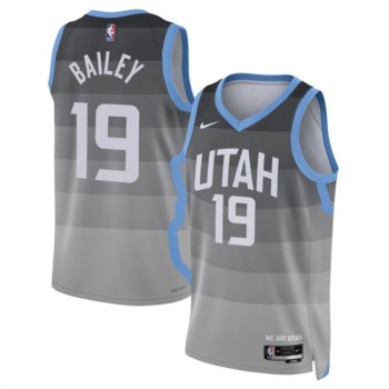 Men's Utah Jazz #19 Ace Bailey Grey 2025/26 City Edition Stitched Basketball Jersey
