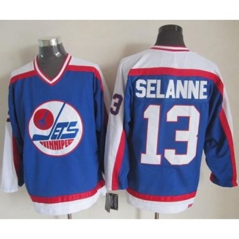 Jets #13 Teemu Selanne Blue/White CCM Throwback Stitched NHL Jersey Jets #13 Teemu Selanne Blue/White CCM Throwback Stitched NHL Jersey