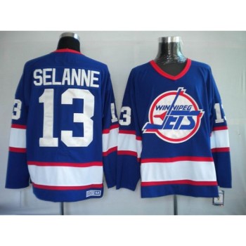 Jets #13 Teemu Selanne Stitched Blue CCM Throwback NHL Jersey Jets #13 Teemu Selanne Stitched Blue CCM Throwback NHL Jersey