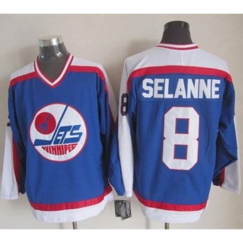 Jets #8 Teemu Selanne Blue/White CCM Throwback Stitched NHL Jersey Jets #8 Teemu Selanne Blue/White CCM Throwback Stitched NHL Jersey