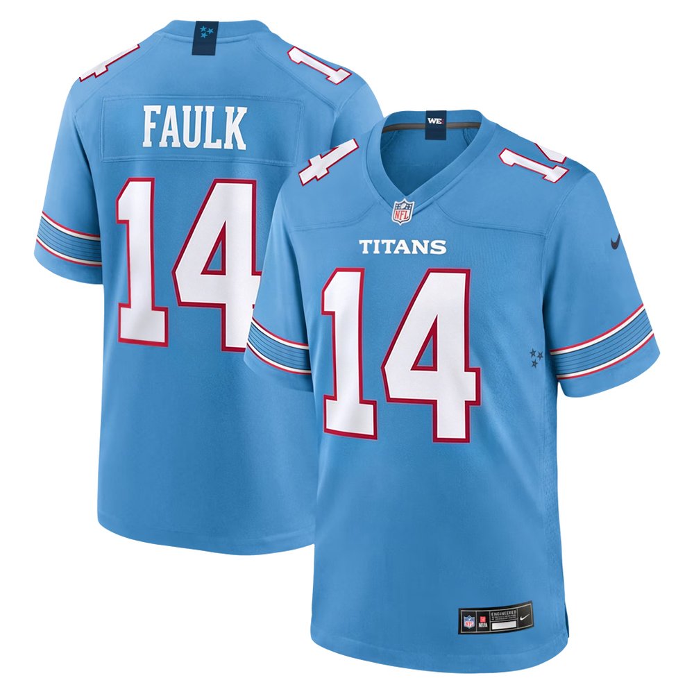 Men's Tennessee Titans #14 Carnell Tate Blue 2026 NFL Draft Game Jersey Men's Tennessee Titans #14 Carnell Tate Blue 2026 NFL Draft Game Jersey