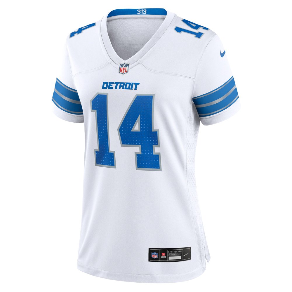 Women's Detroit Lions #14 Amon-Ra St. Brown White White Game Jersey