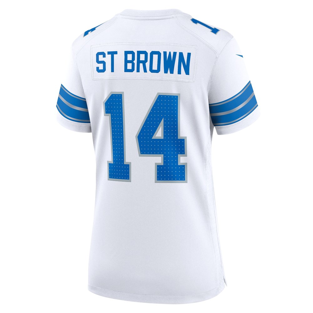 Women's Detroit Lions #14 Amon-Ra St. Brown White White Game Jersey