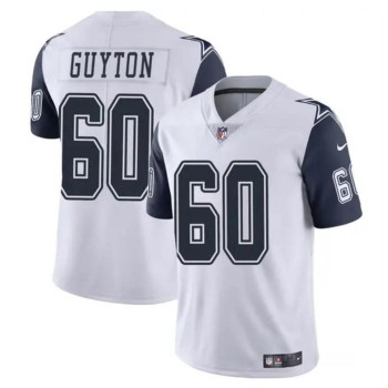 Men's Dallas Cowboys #60 Tyler Guyton White 2024 Draft Color Rush Limited Stitched Football Jersey Men's Dallas Cowboys #60 Tyler Guyton White 2024 Draft Color Rush Limited Stitched Football Jersey