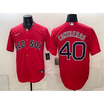 Men's Boston Red Sox #40 Willson Contreras Red Cool Base Stitched Baseball Jersey Men's Boston Red Sox #40 Willson Contreras Red Cool Base Stitched Baseball Jersey