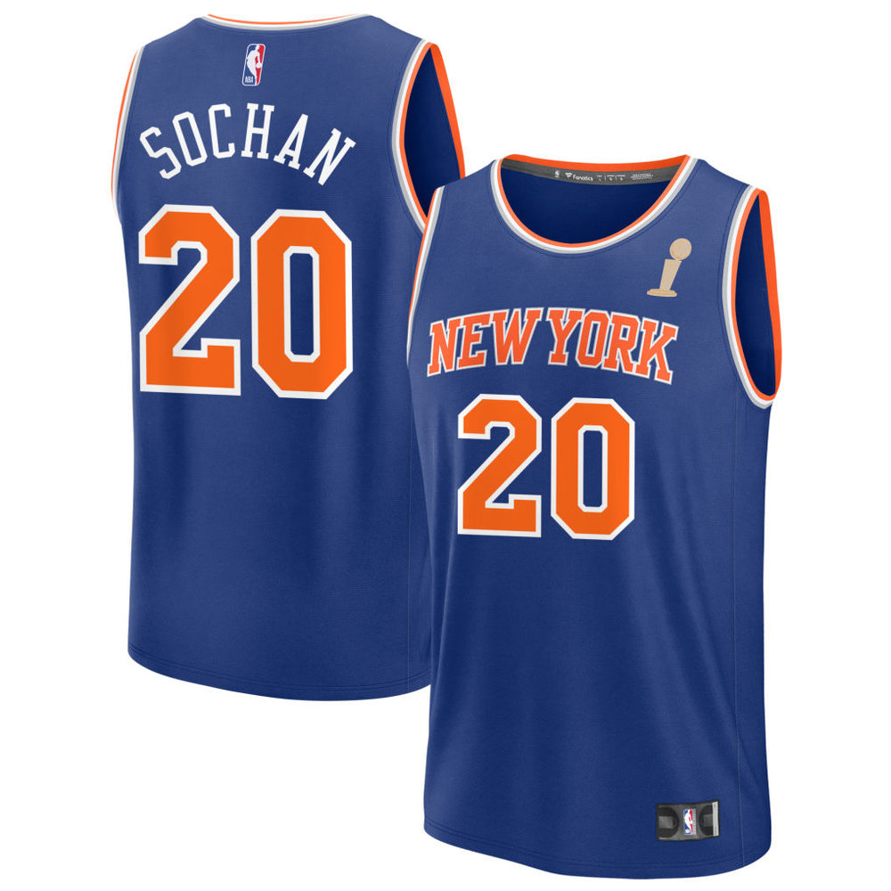Men's New York Knicks #20 Jeremy Sochan Blue 2026 NBA Finals Champions Fast Break Icon Edition Jersey Men's New York Knicks #20 Jeremy Sochan Blue 2026 NBA Finals Champions Fast Break Icon Edition Jersey