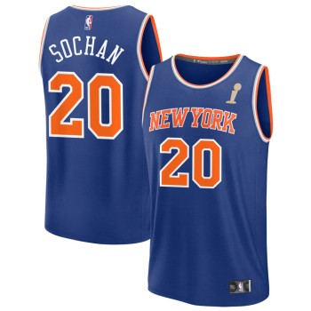 Men's New York Knicks #20 Jeremy Sochan Blue 2026 NBA Finals Champions Fast Break Icon Edition Jersey