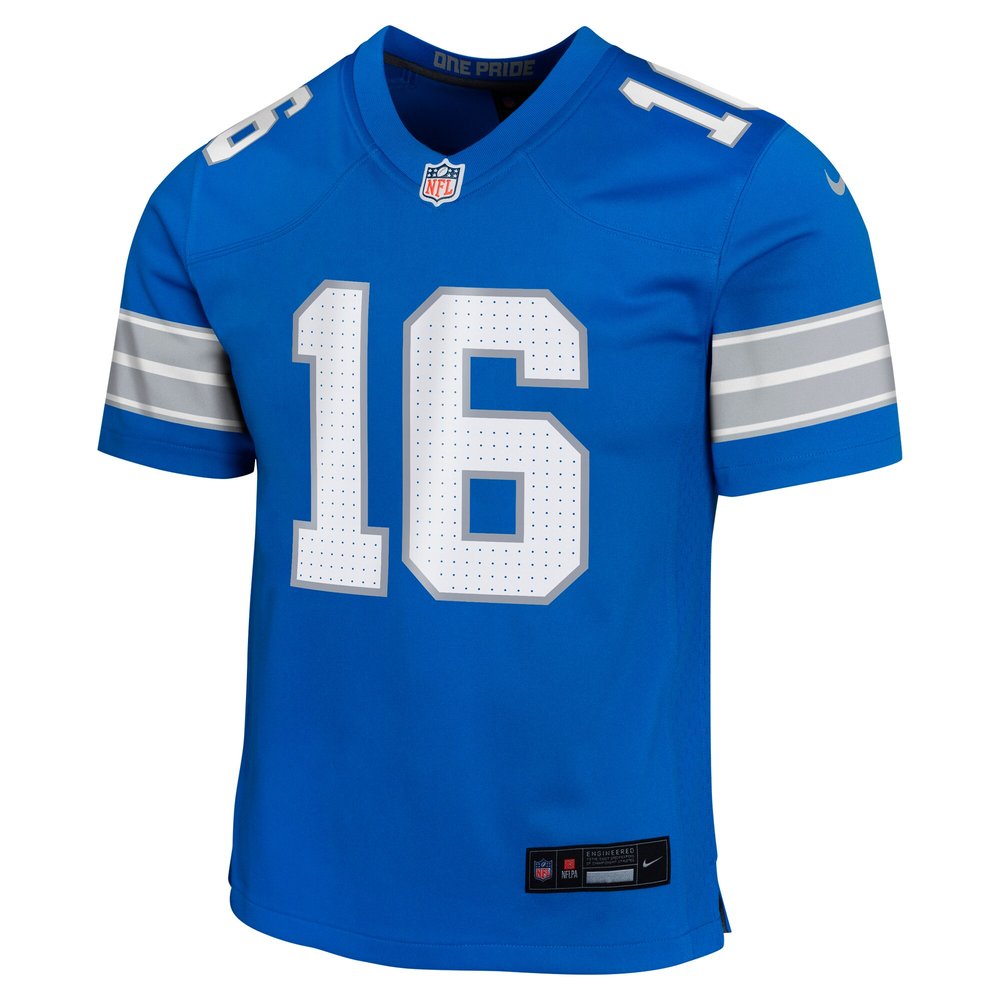 Youth Detroit Lions #16 Jared Goff Blue Team Player Game Jersey