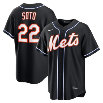 Men's New York Mets #22 Juan Soto Fashion Replica Black Out Jersey Men's New York Mets #22 Juan Soto Fashion Replica Black Out Jersey