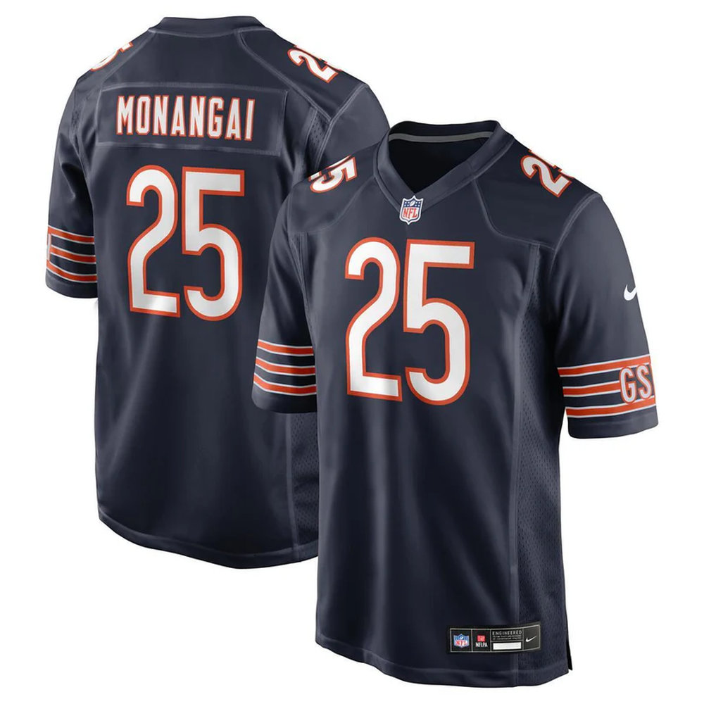 Men's Chicago Bears #25 Kyle Monangai Navy Game Jersey Men's Chicago Bears #25 Kyle Monangai Navy Game Jersey