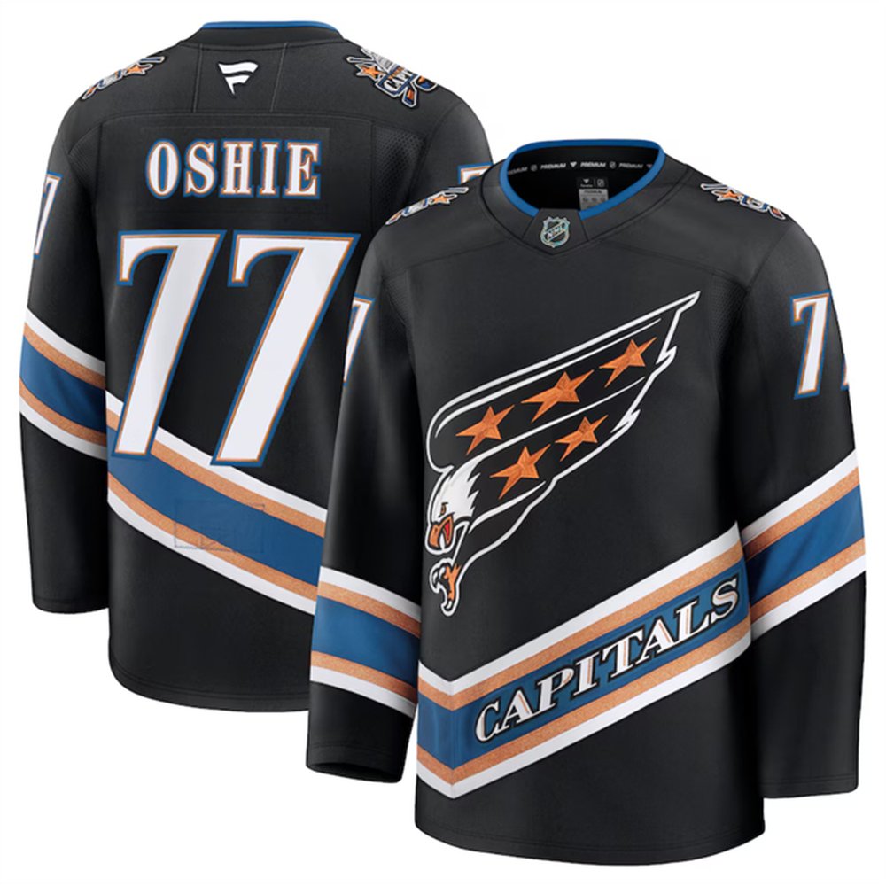 Youth Washington Capitals #77 TJ Oshie Black 2024-25 Alternate Stitched Hockey Jersey