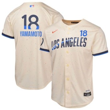 Youth Los Angeles Dodgers #18 Yoshinobu Yamamoto Cream 2024 City Connect Limited Player Jersey Youth Los Angeles Dodgers #18 Yoshinobu Yamamoto Cream 2024 City Connect Limited Player Jersey
