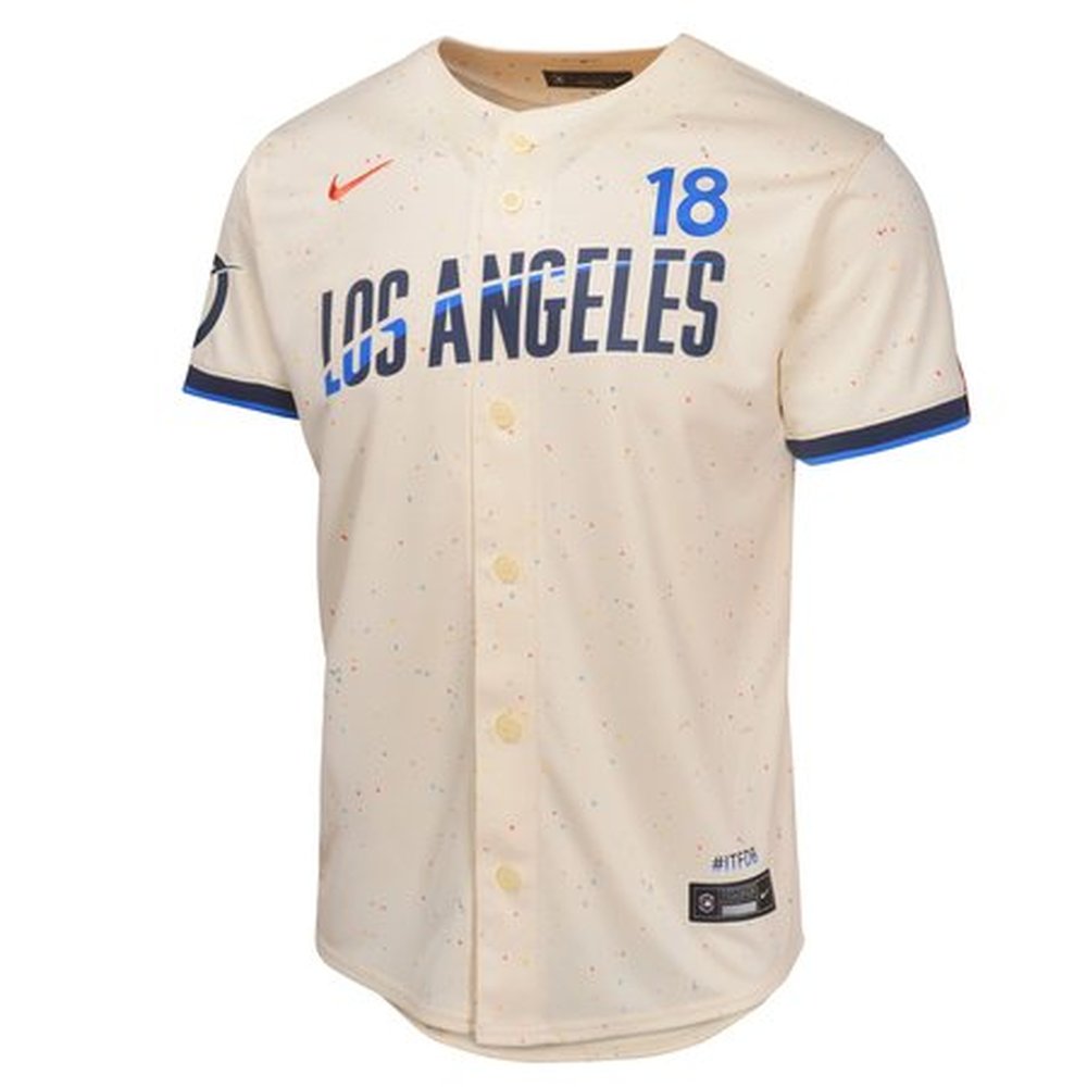 Youth Los Angeles Dodgers #18 Yoshinobu Yamamoto Cream 2024 City Connect Limited Player Jersey